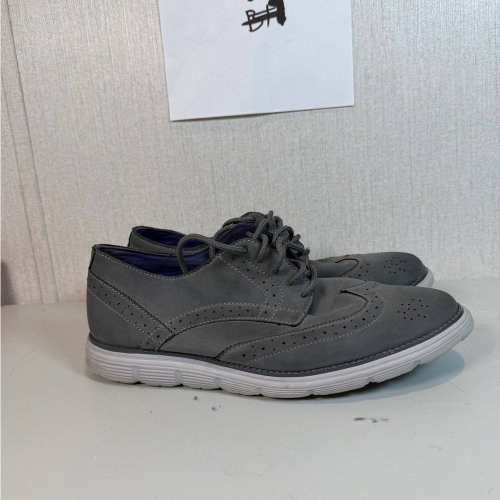 Dexter Comfort Memory Foam Men's Wingtip Oxford Shoes Size 11 Gray Faux Leather
